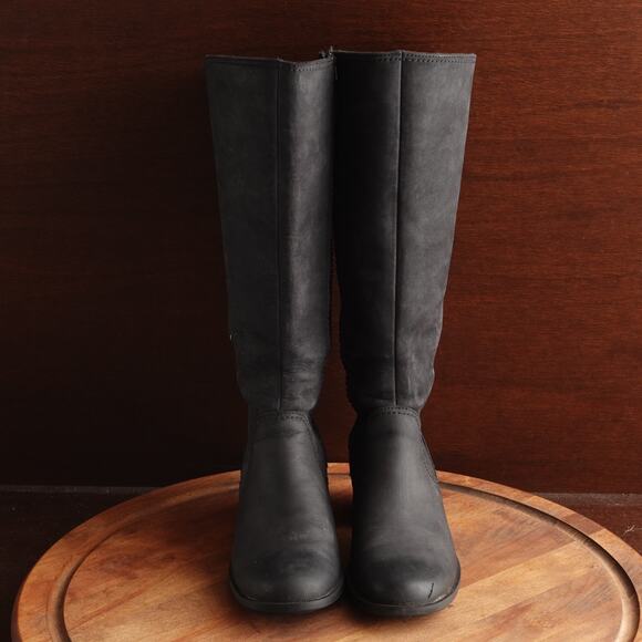 Teva Boots Womens SZ 8 BLK Foxy Tall Leather Waterproof Zip Riding Casual READ - Picture 2 of 16